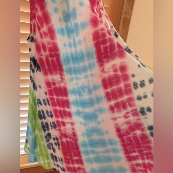 Hand painted tie dyed summer sleeveless dress one size fits all NWT NEW - Picture 7 of 10